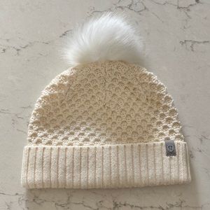 LuluLemon cream knit beanie with pom